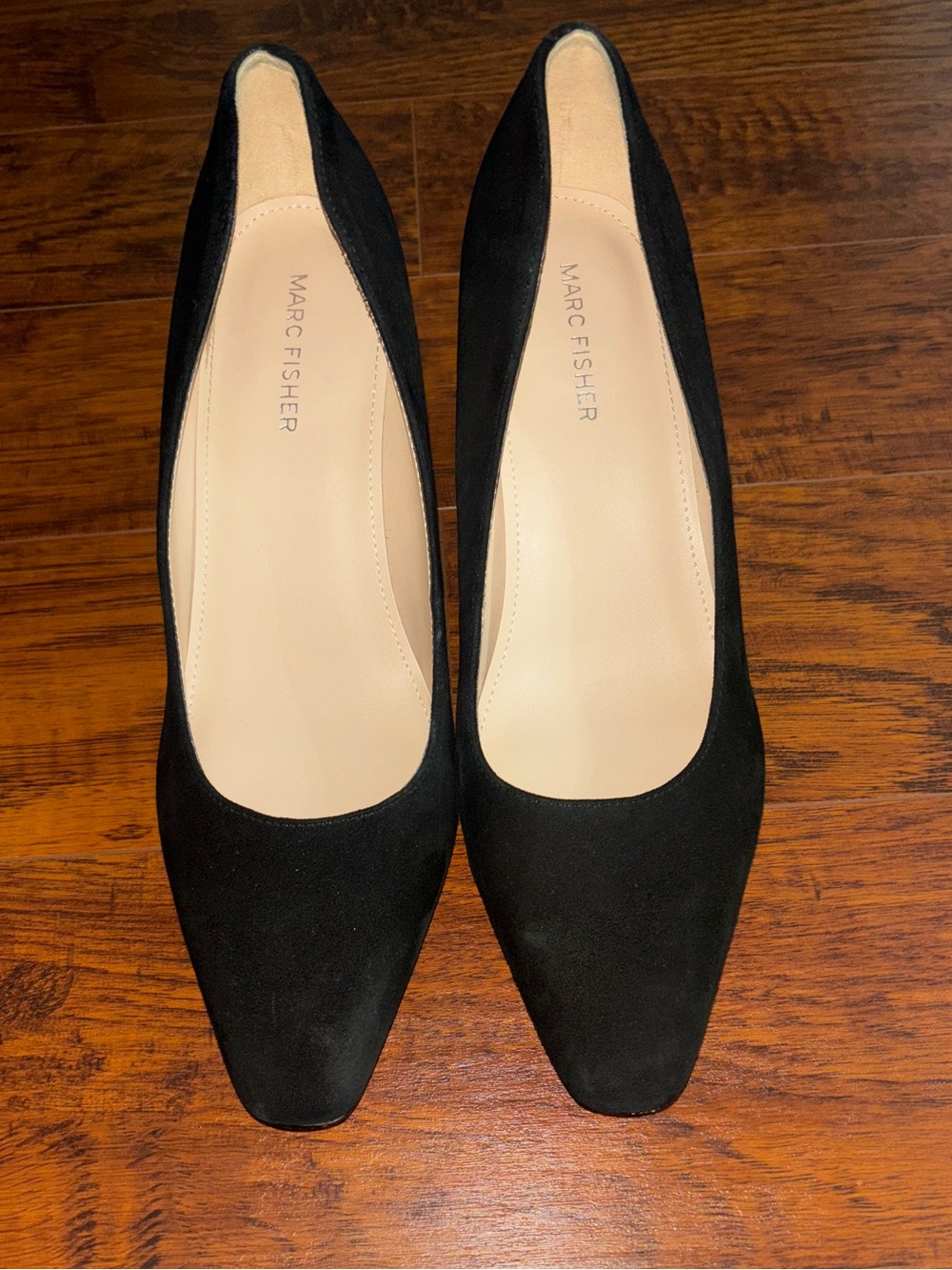 Marc Fisher Black Suede Keri Pump Pointed Toe Block Heel Stylish Pumps Women’s 9 - Picture 2 of 8